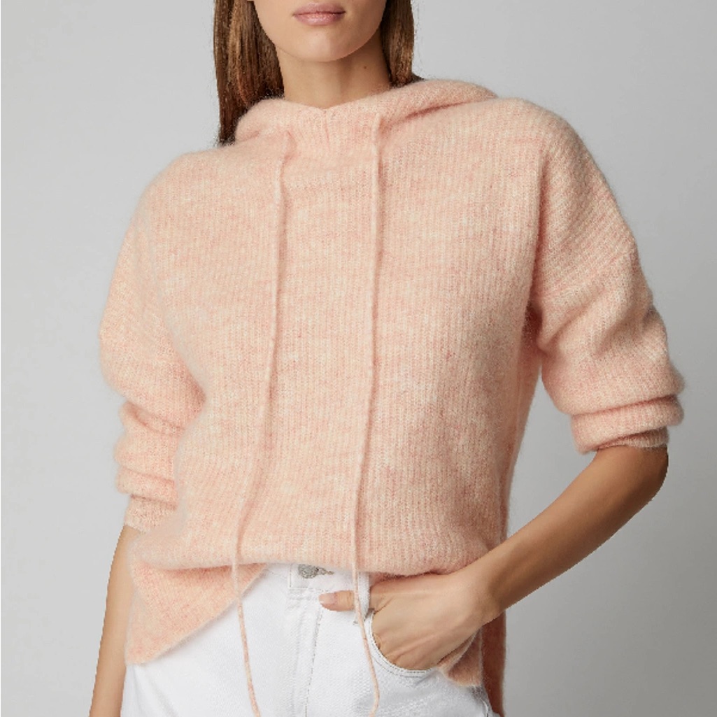 Ganni Callahan Mohair Blend Knitted Hoodie Sweater Size M